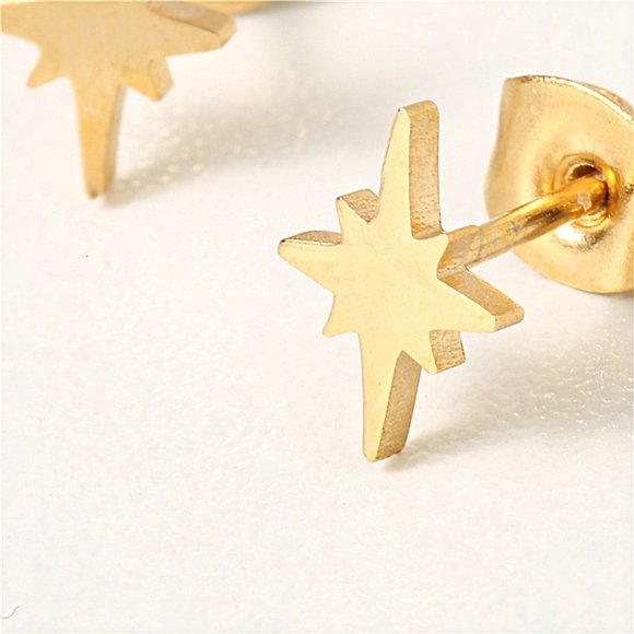 Sparkle Star 18K Gold Plated Sterling Silver Stud Earrings - Picture 6 of 7